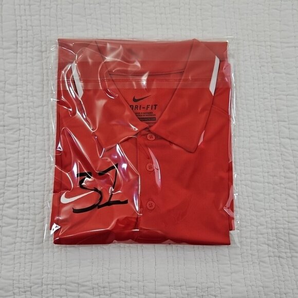 Nike Dri-Fit Athletic Shirt Polo Tennis Golf Men's M Medium Nike Red & White EUC - Picture 16 of 16
